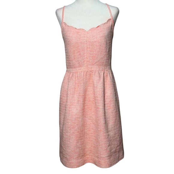 J. Crew womens Romantic Chic dress Size 12 Orange/white/Pink  pockets Sleeveless - Picture 2 of 12